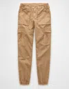 American Eagle Outfitters Ae Snappy Stretch Baggy Cargo Jogger In Beige