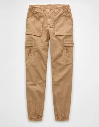 American Eagle Outfitters Ae Snappy Stretch Baggy Cargo Jogger In Beige