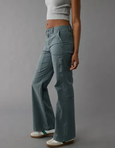 American Eagle Outfitters Ae Snappy Stretch Low-rise Baggy Flare Pant In Blue