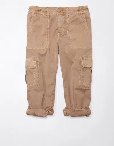 American Eagle Outfitters Ae Snappy Stretch Low-rise Crop Cargo Pant In Brown