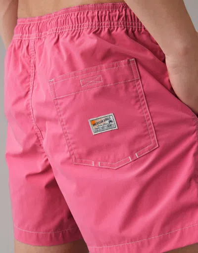 American Eagle Outfitters Ae Solid Flex 5" Swim Trunk In Pink