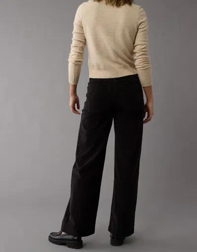 American Eagle Outfitters Ae Stretch Corduroy Low-rise Baggy Wide-leg Pant In Black