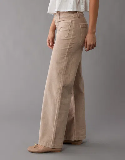 American Eagle Outfitters Ae Stretch Corduroy Low-rise Baggy Wide-leg Pant In Gold