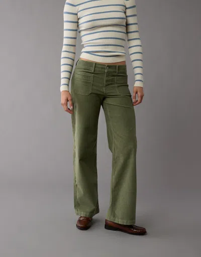 American Eagle Outfitters Ae Stretch Corduroy Low-rise Baggy Wide-leg Pant In Green