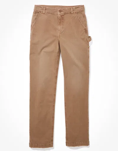 American Eagle Outfitters Ae Stretch High-waisted Straight Leg Carpenter Cargo Pant In Brown
