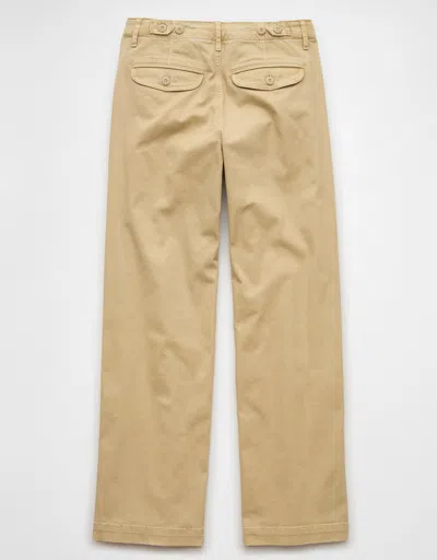 American Eagle Outfitters Ae Stretch Mid-rise Wide-leg Khaki Trouser In Green