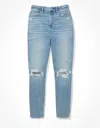 AMERICAN EAGLE OUTFITTERS AE STRETCH RIPPED CURVY MOM JEAN