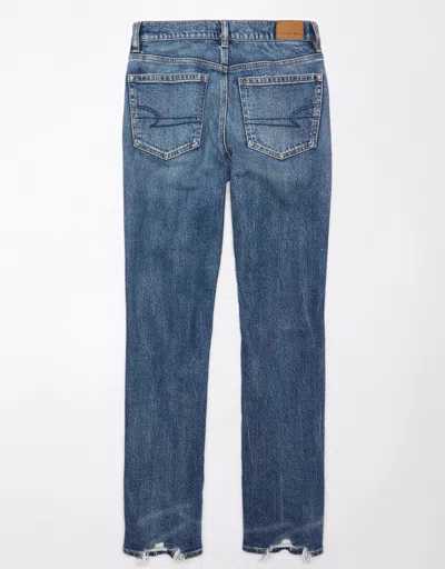 American Eagle Outfitters Ae Stretch Super High-waisted Ripped Straight Jean In Blue