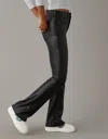 American Eagle Outfitters Ae Stretch Vegan Leather Super High-waisted Kick Boot Pant In Black
