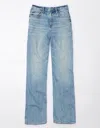 AMERICAN EAGLE OUTFITTERS AE STRIGID CURVY EMBELLISHED SUPER HIGH-WAISTED BAGGY STRAIGHT JEAN