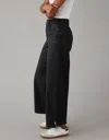 American Eagle Outfitters Ae Stretch High-waisted Ultra Wide-leg Coated Trouser Jean In Black