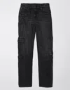 American Eagle Outfitters Ae Stretch High-waisted Ultra Wide-leg Coated Trouser Jean In Black