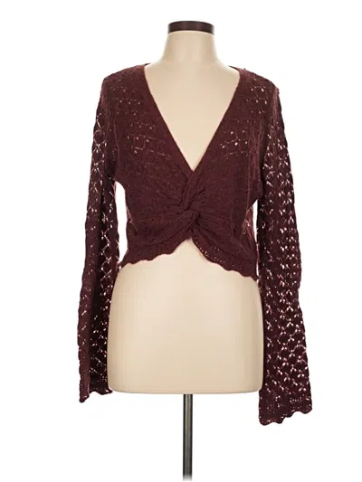 Pre-owned American Eagle Outfitters Cardigan Sweater In Burgundy