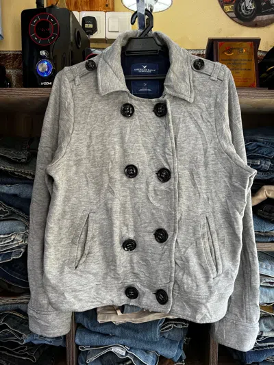 Pre-owned American Eagle Outfitters Cropped  Button Jackets In Grey