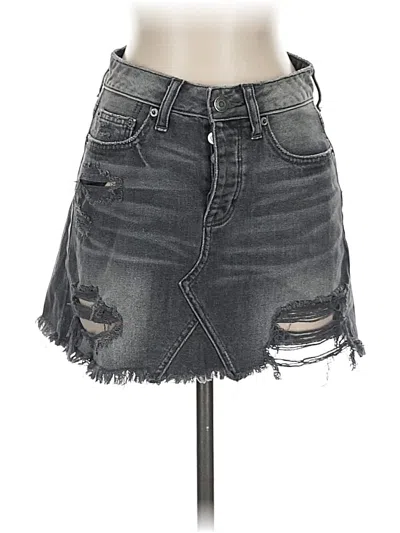 Pre-owned American Eagle Outfitters Denim Skirt In Gray