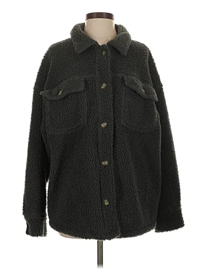 Pre-owned American Eagle Outfitters Faux Fur Jacket In Gray