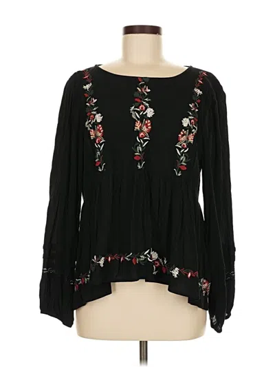Pre-owned American Eagle Outfitters Long Sleeve Blouse In Black