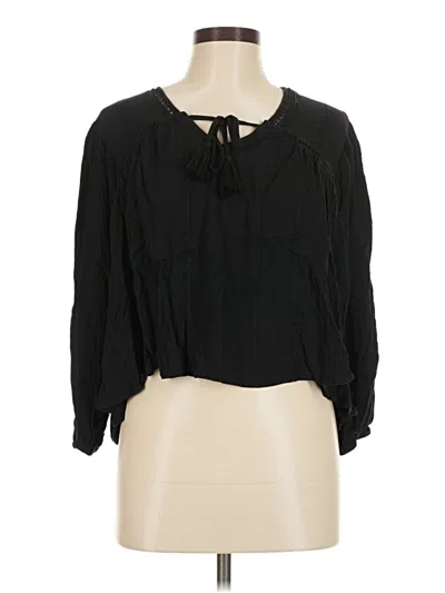 Pre-owned American Eagle Outfitters Long Sleeve Blouse In Black