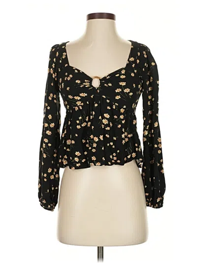 Pre-owned American Eagle Outfitters Long Sleeve Blouse In Black