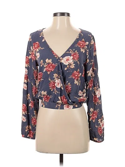 Pre-owned American Eagle Outfitters Long Sleeve Blouse In Blue