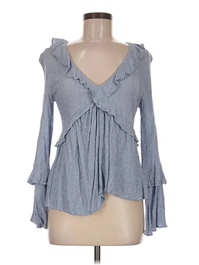 Pre-owned American Eagle Outfitters Long Sleeve Blouse In Blue