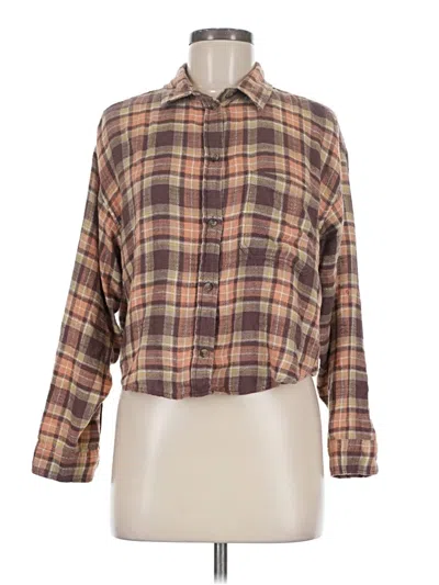 Pre-owned American Eagle Outfitters Long Sleeve Blouse In Brown