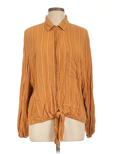 Pre-owned American Eagle Outfitters Long Sleeve Blouse In Brown