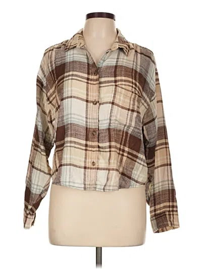Pre-owned American Eagle Outfitters Long Sleeve Blouse In Brown