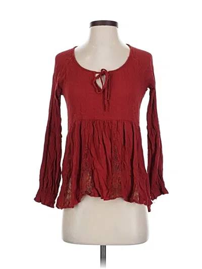 Pre-owned American Eagle Outfitters Long Sleeve Blouse In Burgundy