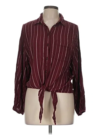 Pre-owned American Eagle Outfitters Long Sleeve Blouse In Burgundy