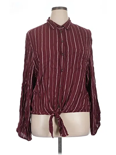 Pre-owned American Eagle Outfitters Long Sleeve Blouse In Burgundy