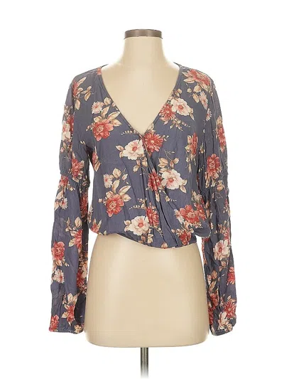 Pre-owned American Eagle Outfitters Long Sleeve Blouse In Gray