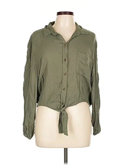 Pre-owned American Eagle Outfitters Long Sleeve Blouse In Green
