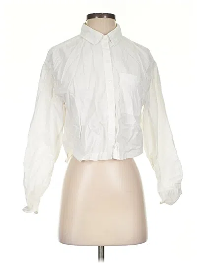 Pre-owned American Eagle Outfitters Long Sleeve Blouse In Ivory