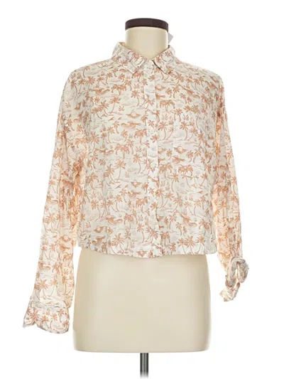 Pre-owned American Eagle Outfitters Long Sleeve Blouse In Ivory