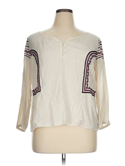 Pre-owned American Eagle Outfitters Long Sleeve Blouse In Ivory