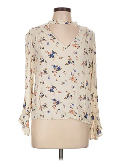 Pre-owned American Eagle Outfitters Long Sleeve Blouse In Ivory