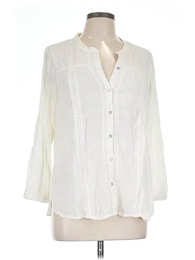 Pre-owned American Eagle Outfitters Long Sleeve Blouse In Ivory