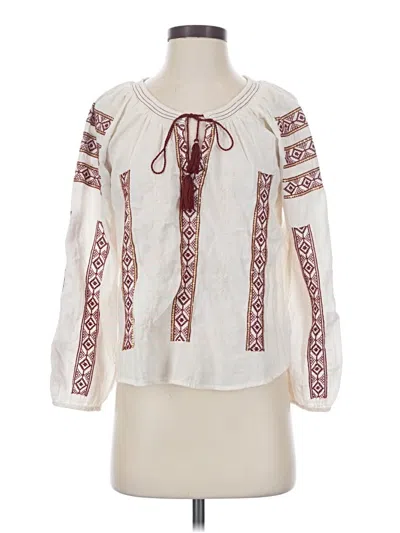 Pre-owned American Eagle Outfitters Long Sleeve Blouse In Ivory