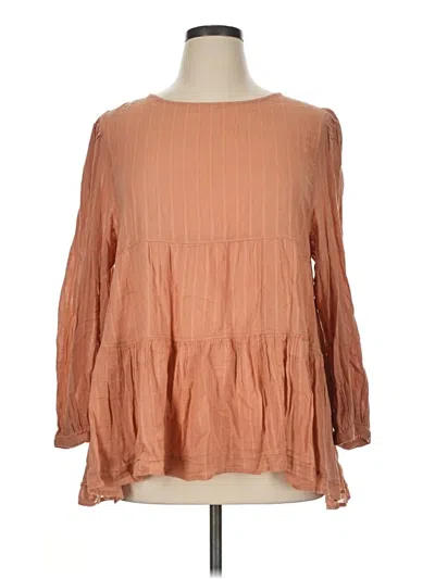 Pre-owned American Eagle Outfitters Long Sleeve Blouse In Orange
