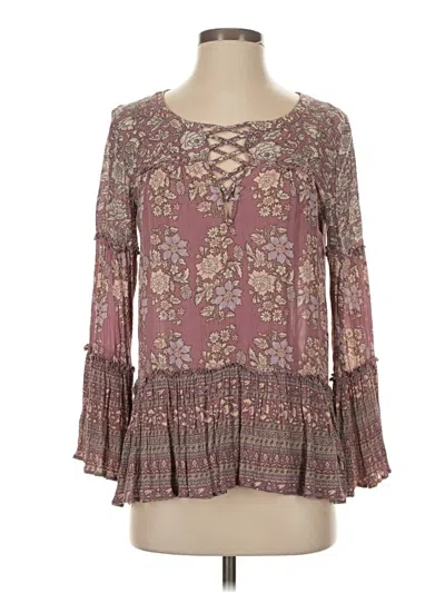 Pre-owned American Eagle Outfitters Long Sleeve Blouse In Purple