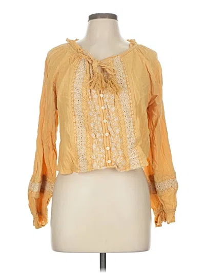 Pre-owned American Eagle Outfitters Long Sleeve Blouse In Yellow