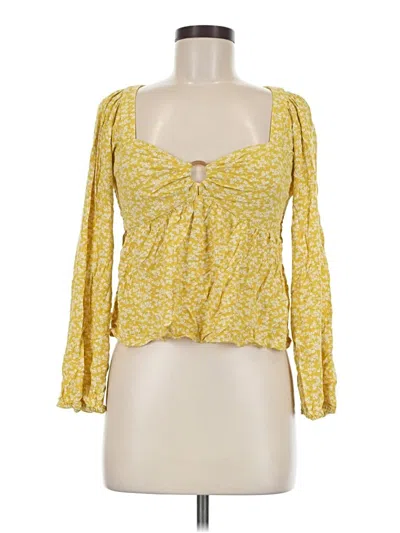Pre-owned American Eagle Outfitters Long Sleeve Blouse In Yellow