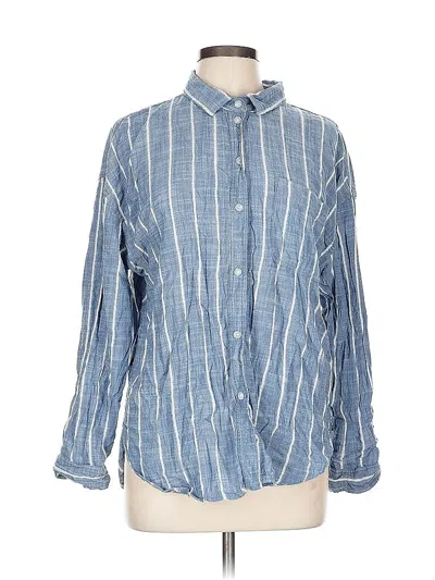 Pre-owned American Eagle Outfitters Long Sleeve Button Down Shirt In Blue