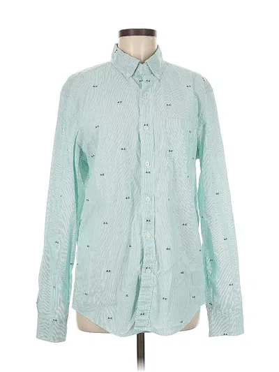 Pre-owned American Eagle Outfitters Long Sleeve Button Down Shirt In Blue