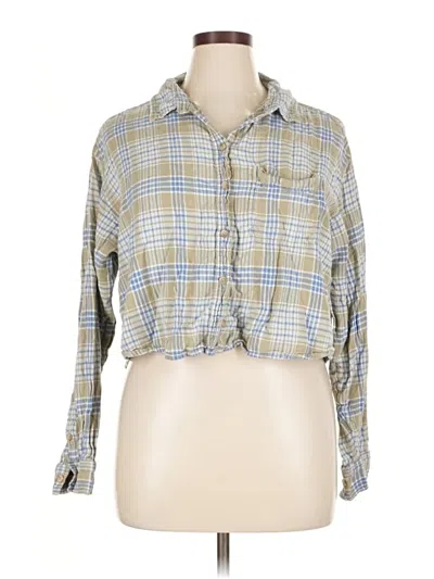 Pre-owned American Eagle Outfitters Long Sleeve Button Down Shirt In Blue