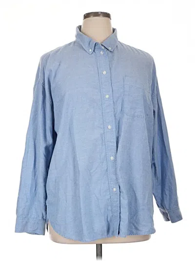 Pre-owned American Eagle Outfitters Long Sleeve Button Down Shirt In Blue