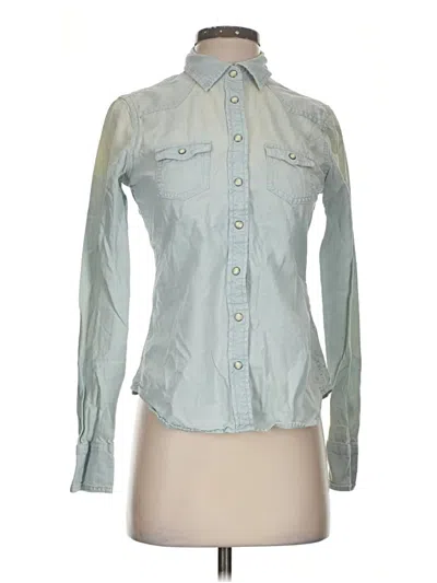 Pre-owned American Eagle Outfitters Long Sleeve Button Down Shirt In Blue