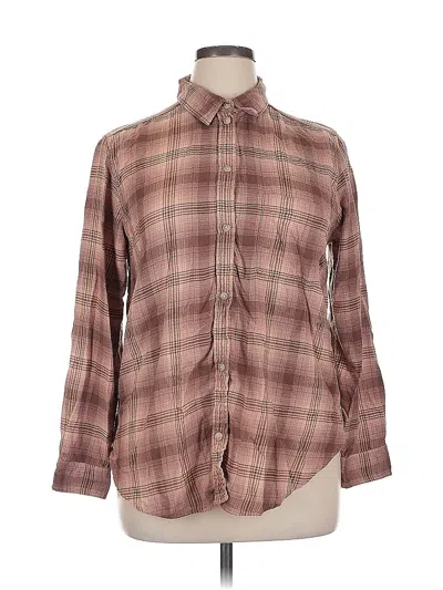 Pre-owned American Eagle Outfitters Long Sleeve Button Down Shirt In Brown