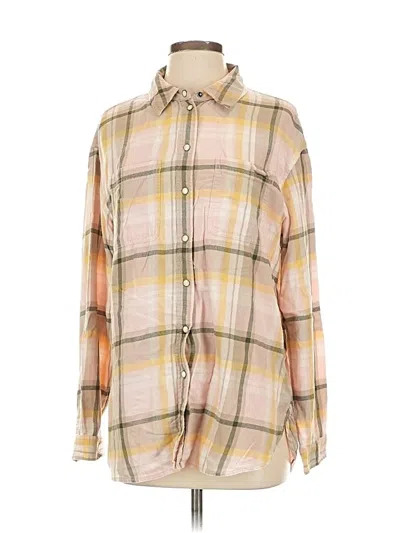 Pre-owned American Eagle Outfitters Long Sleeve Button Down Shirt In Brown